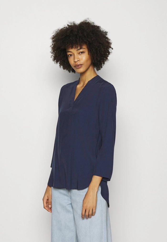 Chemise ANNA FIELD Anna Field Basic V Neck Blouse Bleu Marine Femme | NYQ-3427823